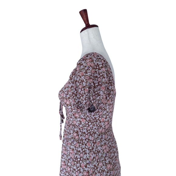 ASTR the Label Dress Women's Small Brown Floral Milkmaid Cottagecore Midi - Picture 5 of 15